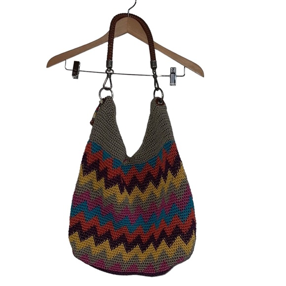 The Sak Handbags - The Sak Gray & Yellow Monterrey Stripe Crochet Bennett Hobo